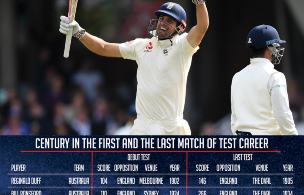 hundred in first and last test