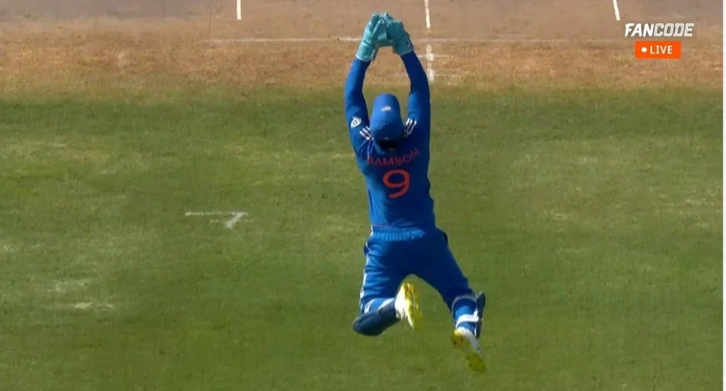 Sanju Samson Takes A Stunner To Send Kyle Mayers
