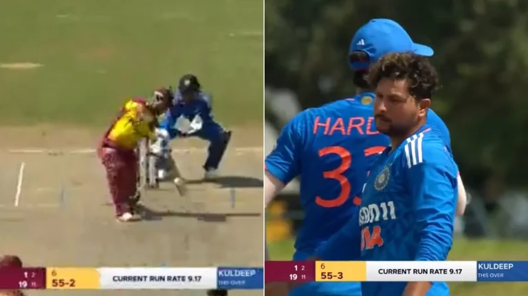 Kuldeep Yadav Picks Up Two Wickets In One Over