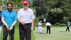 MS Dhoni Plays Golf With Donald Trump