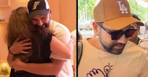 [VIDEO]: Ritika Sajdeh Hugs Rohit Sharma Before He Departs For Rajkot