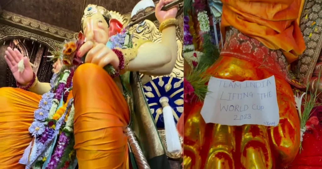 [ VIDEO ] A Fan Keeps The Wish Of India Lifting World Cup 2023 On Lord Ganesh's Feet