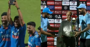 [VIDEO]: Rohit Sharma Calls KL Rahul To Receive The Series Trophy Who Gives It To The Local Players