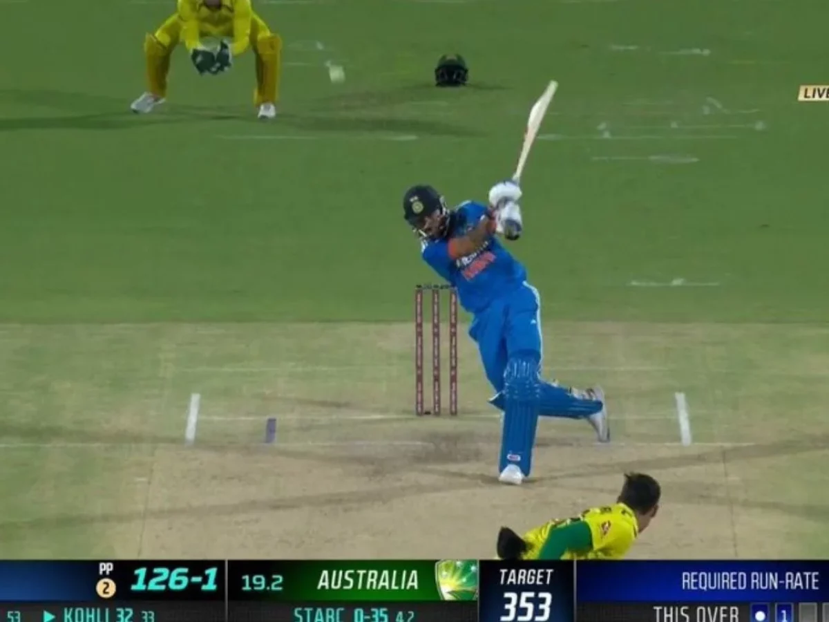 VIDEO Virat Kohli Chips Down The Track To Hit Mitchell Starc For A Straight Six