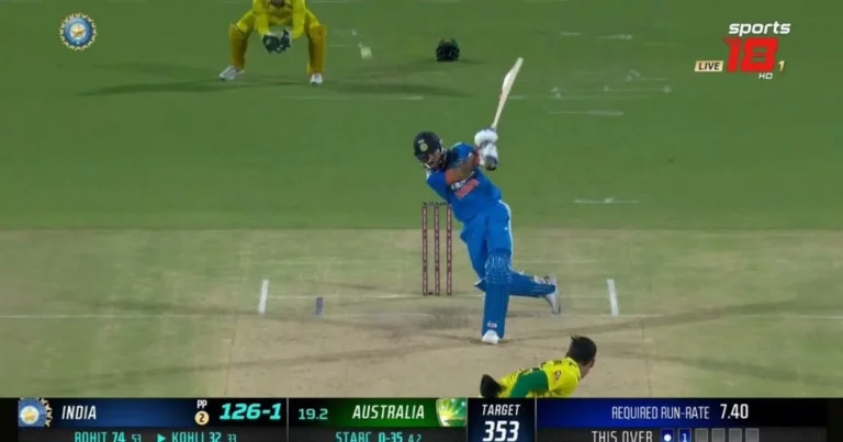 [VIDEO]: Virat Kohli Chips Down The Track To Hit Mitchell Starc For A Straight Six