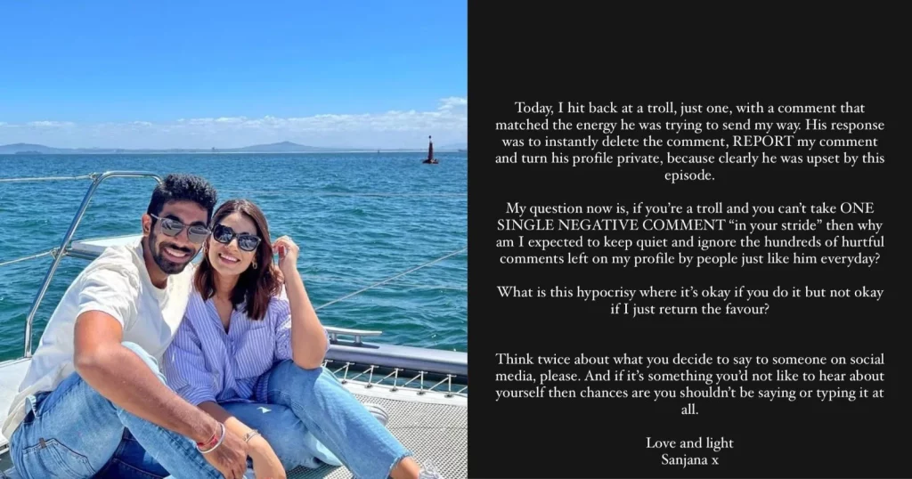 When Sanjana Ganesan Gave A Mouthshutting Reply To One Who Wanted To Troll Her For Her Looks