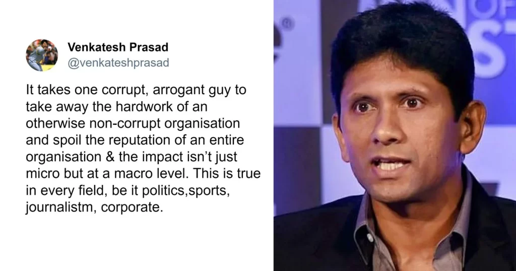Reason Why Venkatesh Prasad 'Posts One Corrupt Guy' Tweet, Deletes It And Republished It