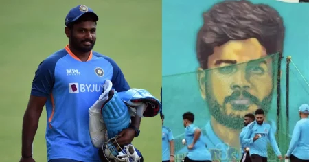 Fans React As Sanju Samson Posts A Photo Of Indian Players Practicing Infront Of His Poster In Trivandrum