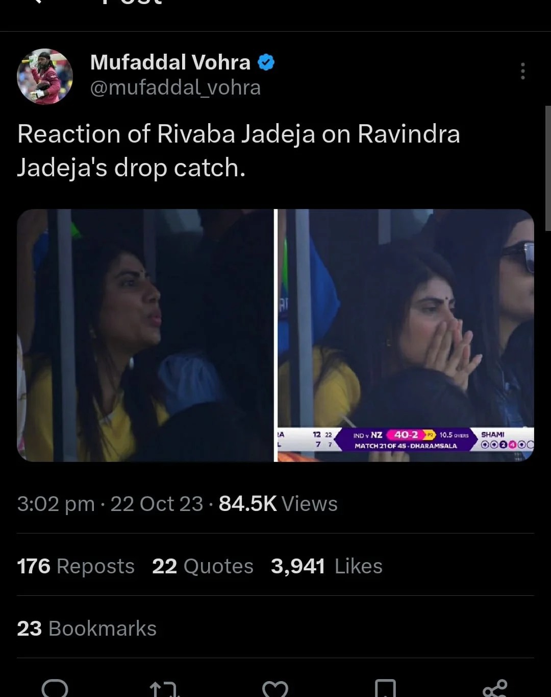 IND vs NZ: Wife Rivaba Shocked As Ravindra Jadeja Drops A Catch; See Her Reaction