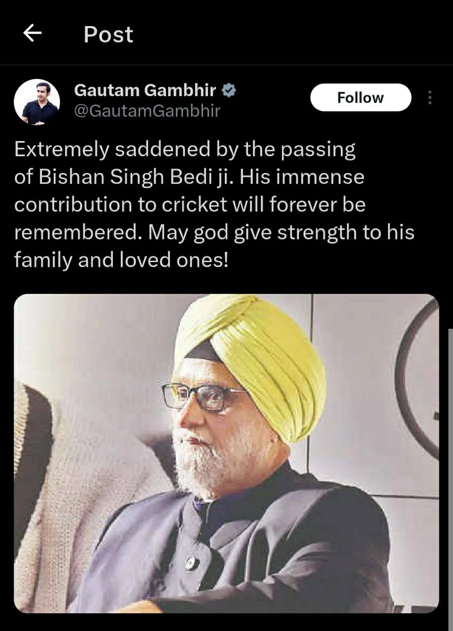 Bishan Singh Bedi Passes Away: Cricket Fraternity Pays Tribute On Twitter-TGN
