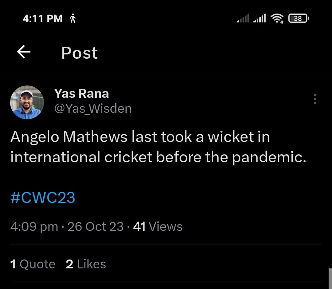 Cricket World Cup 2023: Memes On Return Of Angelo Mathews Against England