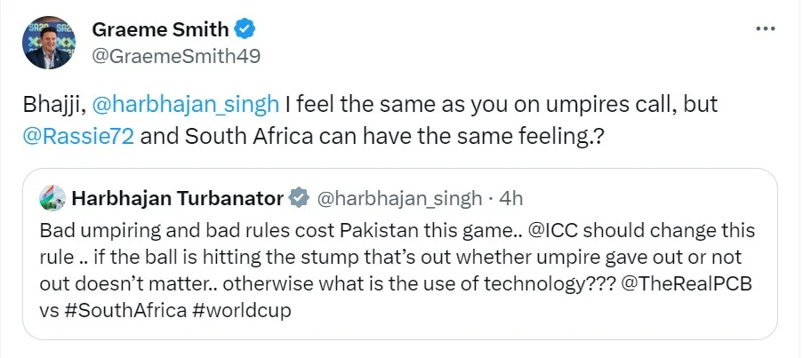 Graeme Smith Slammed Harbhajan Singh For His 'Bad Umpiring' Remark After PAK's Defeat To SA