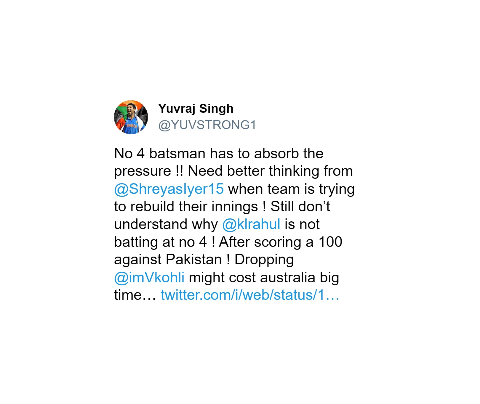 [IND vs AUS, World Cup 2023] Yuvraj Singh Slammed Shreyas Iyer Heavily