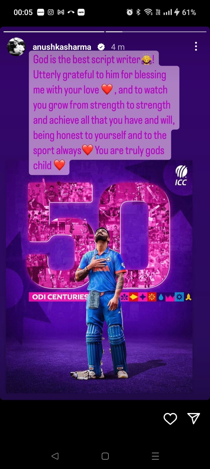 Anushka Sharma Comes Up With A Heartwarming Message For Virat Kohli