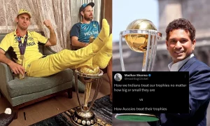 IND vs AUS: Fans Troll Mitchell Marsh For Putting Feet On World Cup Trophy