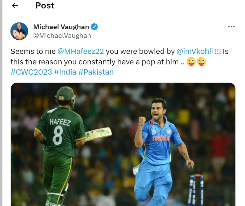 Michael Vaughan Trolls Hafeez Third Time On Twitter For "Selfish Virat Kohli" Comment