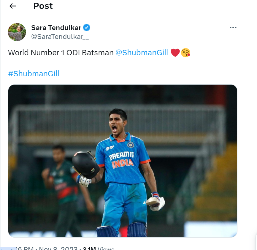 Fact-Check: Did Sara Tendulkar Tweet On Shubman Gill Becoming No.1 ODI Batsman?
