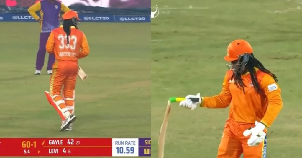 [Watch] Chris Gayle Breaks His Bat While Smashing A Boundary