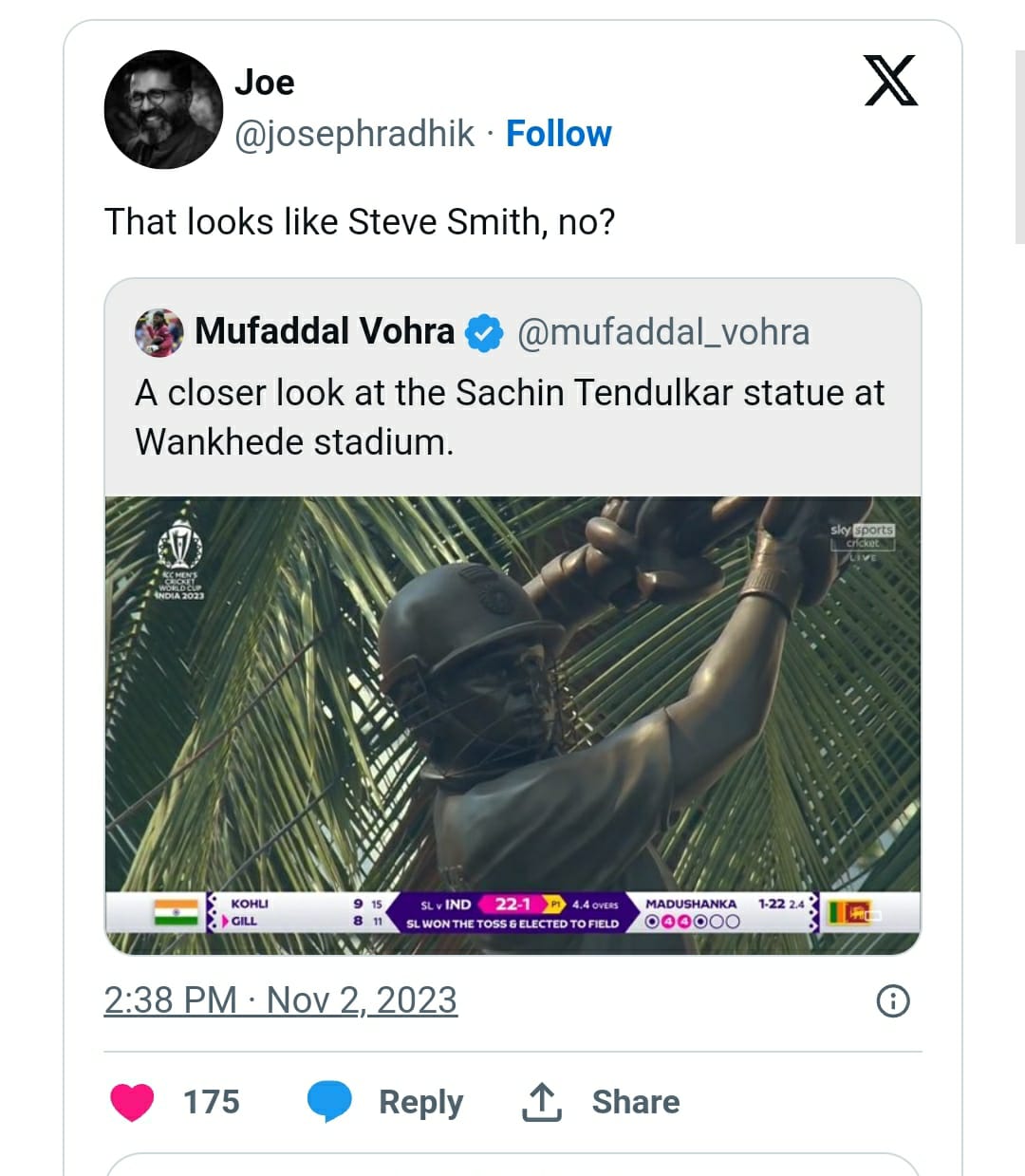 "That's Steve Smith" - Funny Memes On Sachin Tendulkar's Statue At Wankhede
