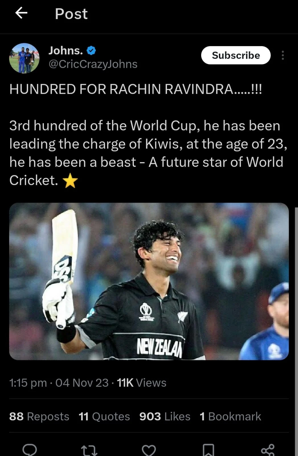 World Cup 2033: Cricketing World Went Mad After Rachin Ravindra Scored His 3rd Hundred-TGN