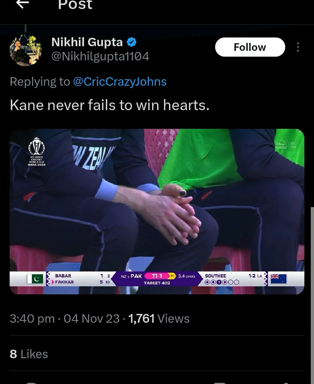 PAK vs NZ: Fans Praise Kane Williamson After Image Of Bandaged Thumb Goes Viral-TGN