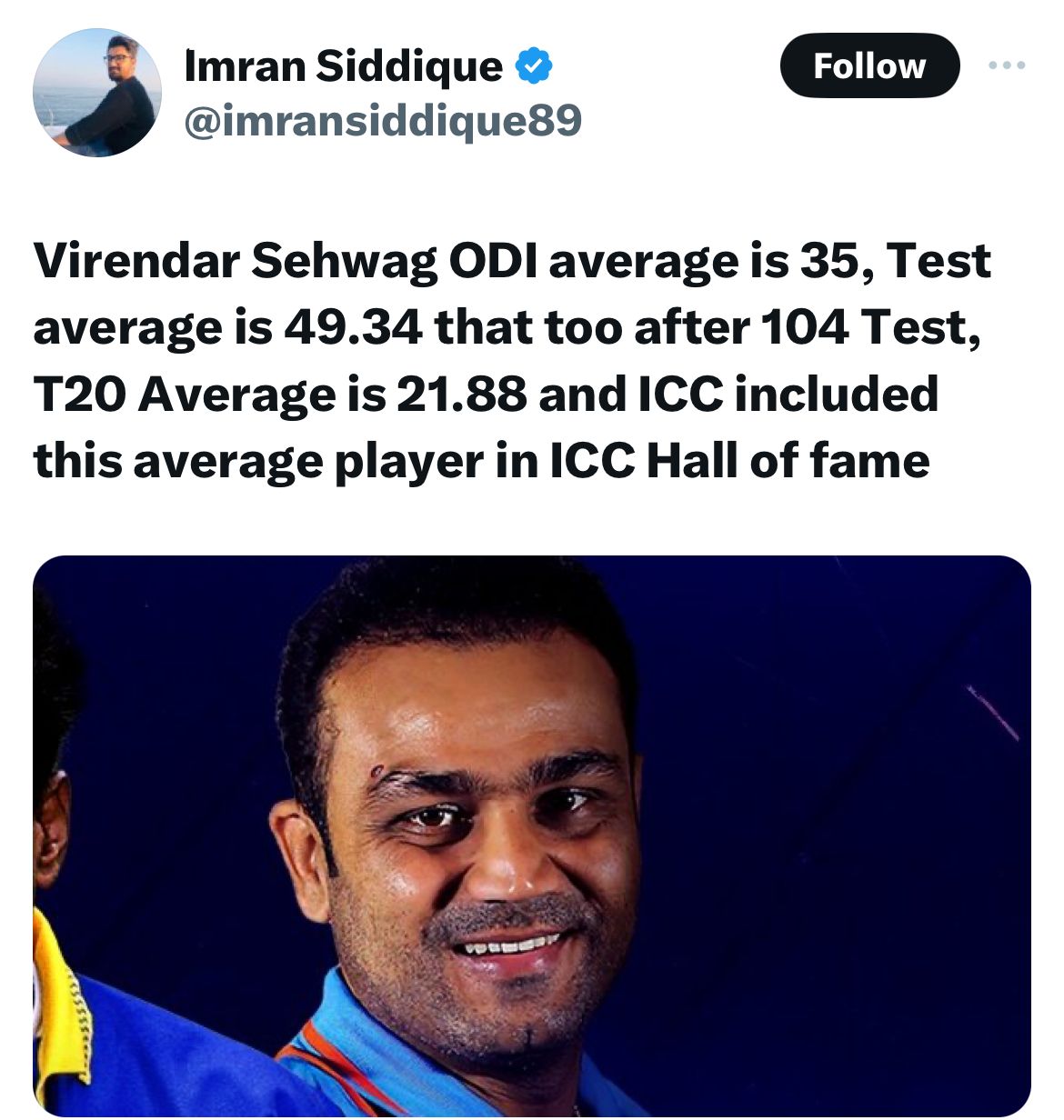 A Pakistani Said Virender Sehwag Is Average And Shouldn’t Be Included In ICC Hall Of Fame