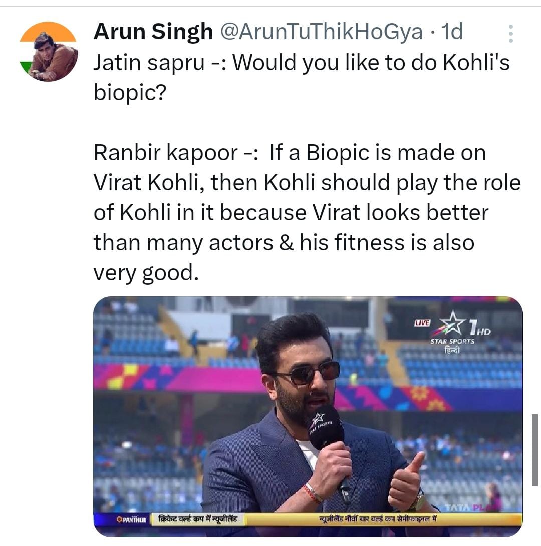 Ranbir Kapoor's Brilliant Response When Asked To Do Virat Kohli's Biopic
