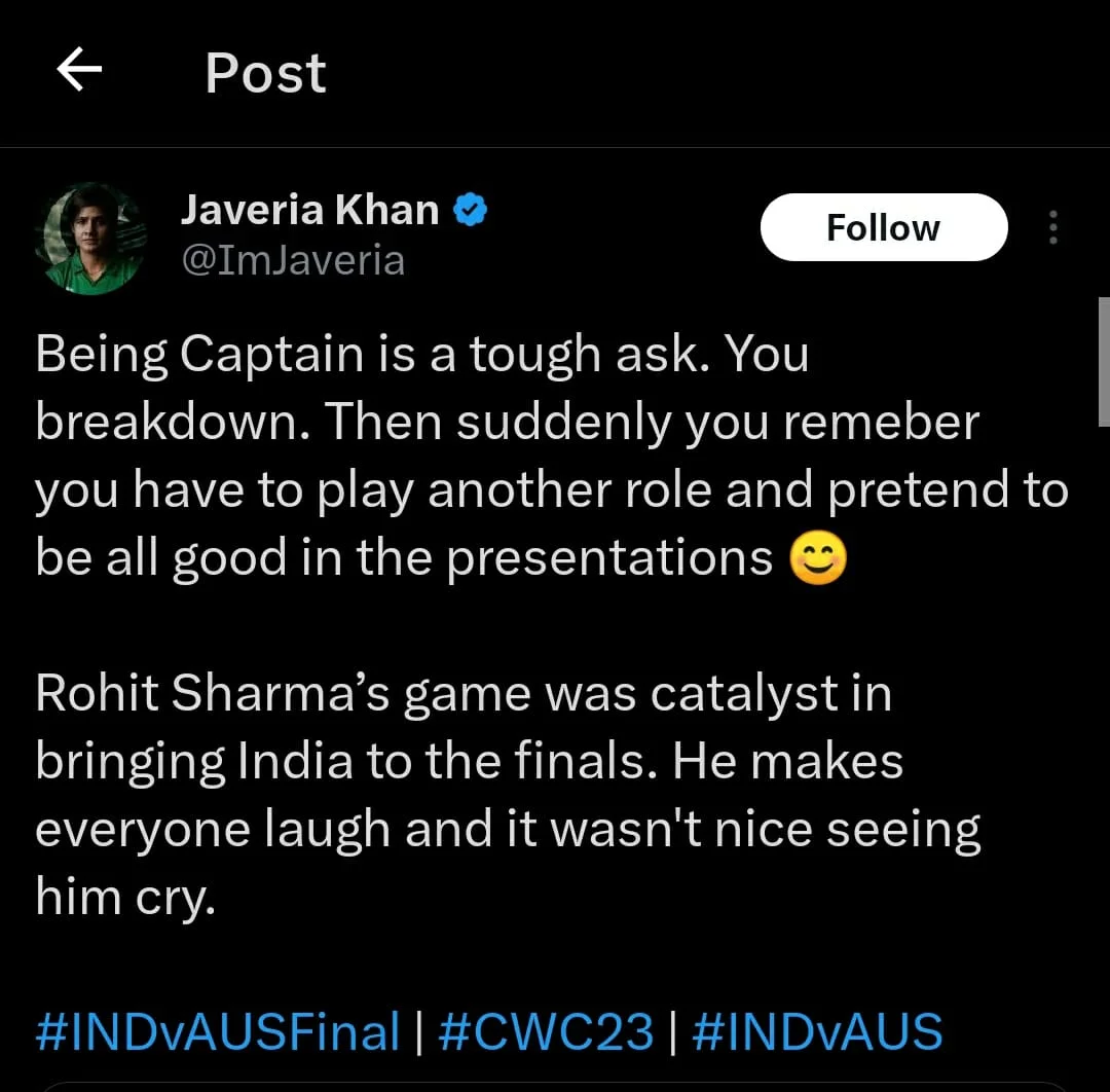 "Not Nice Seeing Rohit Sharma Cry"- Former PAK Captain Writes Emotional Tweet For Rohit