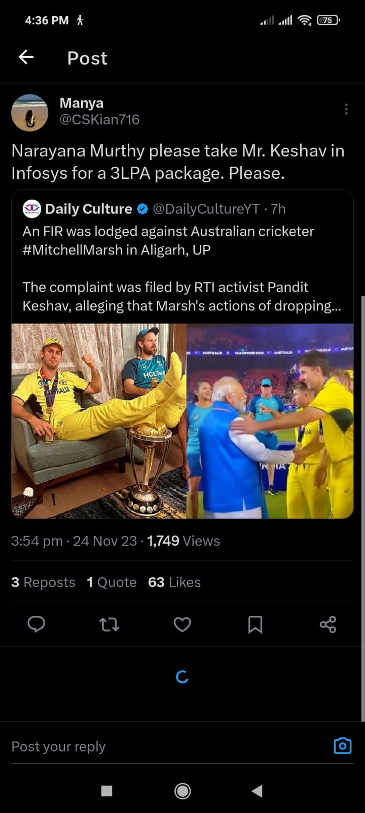 Fans Troll The Indian Activist Who Filed Fir Against Mitchell Marsh; Asks PM Modi To Ban Marsh