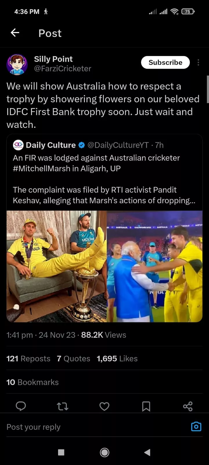 Fans Troll The Indian Activist Who Filed Fir Against Mitchell Marsh; Asks PM Modi To Ban Marsh