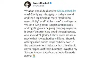 Jaydev Unadkat Absolutely Slams Ranbir Kapoor's Character In 'Animal' Movie