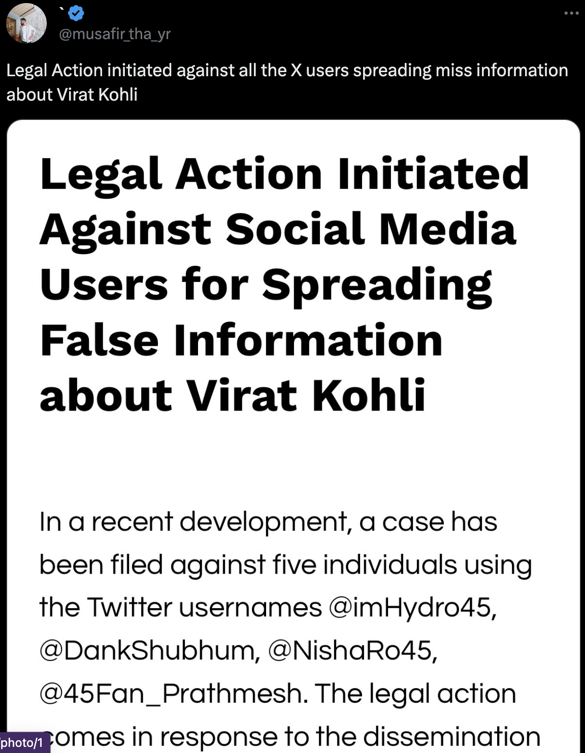 Fact Check: Has Legal Action Been Initiated Against All The X Users Spreading Miss Information About Virat Kohli?