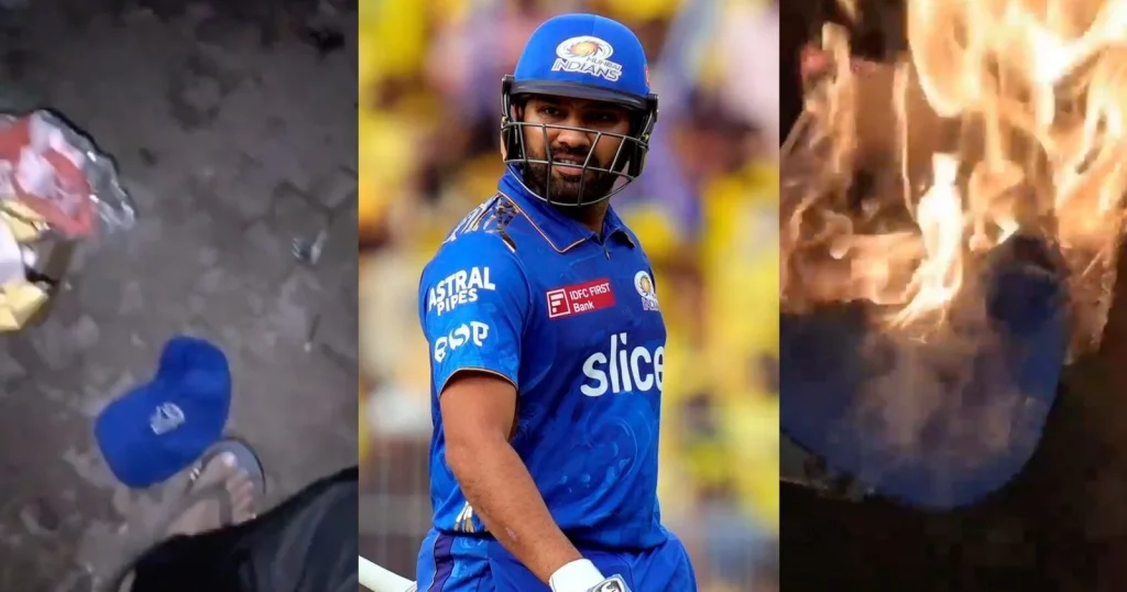 [WATCH] A Rohit Sharma Fan Burns The Mumbai Indians' Cap.