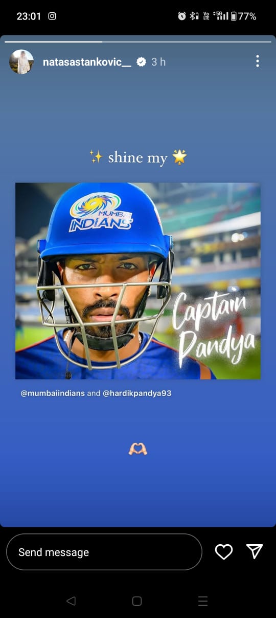 Natasa Stankovic Posts A Heartfelt Message For Hardik Pandya After He Becomes Mumbai Indians Captain