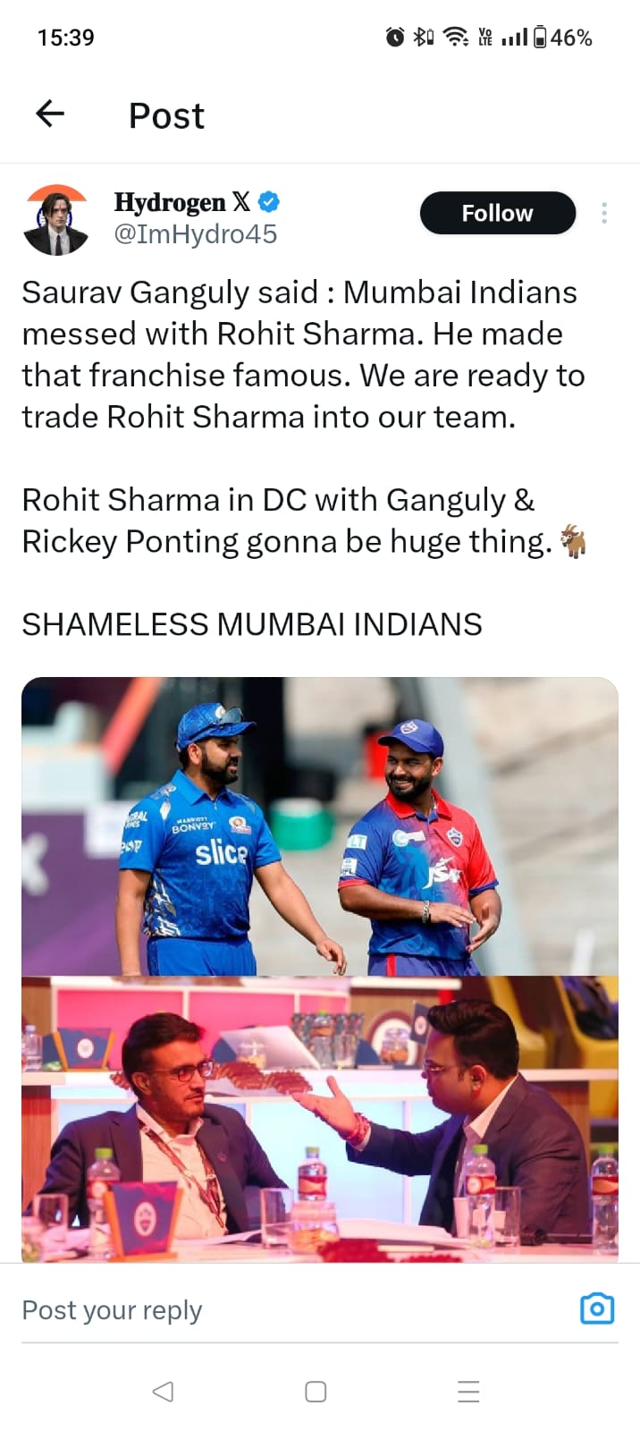 Fact Check: Did Sourav Ganguly Reveal That Delhi Capitals Will Trade Rohit Sharma?
