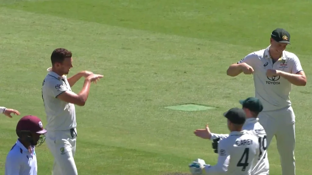 [Watch] Josh Hazlewood Hilariously Asks COVID-Positive Cameron Green To Stay Away During Wicket Celebration