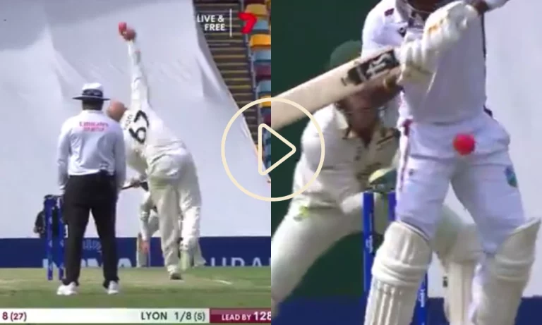 [Video] West Indies' Kavem Hodge Funnily Plays A Nathan Lyon Delivery With His Abdomen Guard