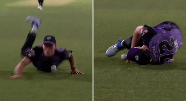 Watch: Nathan Ellis Suffers An Injury While Taking A Diving Catch In BBL