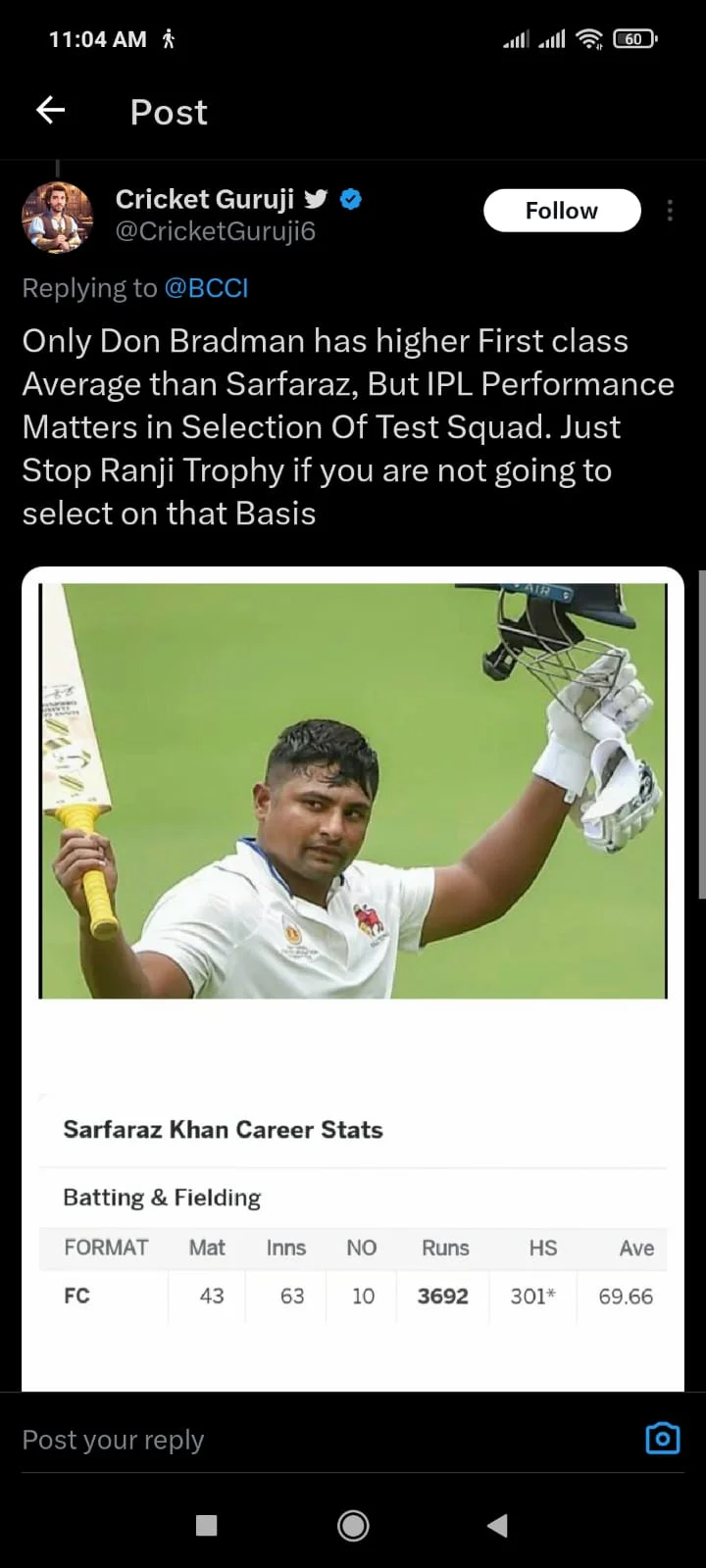 "Bradman Of Ranji Trophy": Angry Indian Fans Slam BCCI For Ignoring Sarfaraz Khan For England Tests