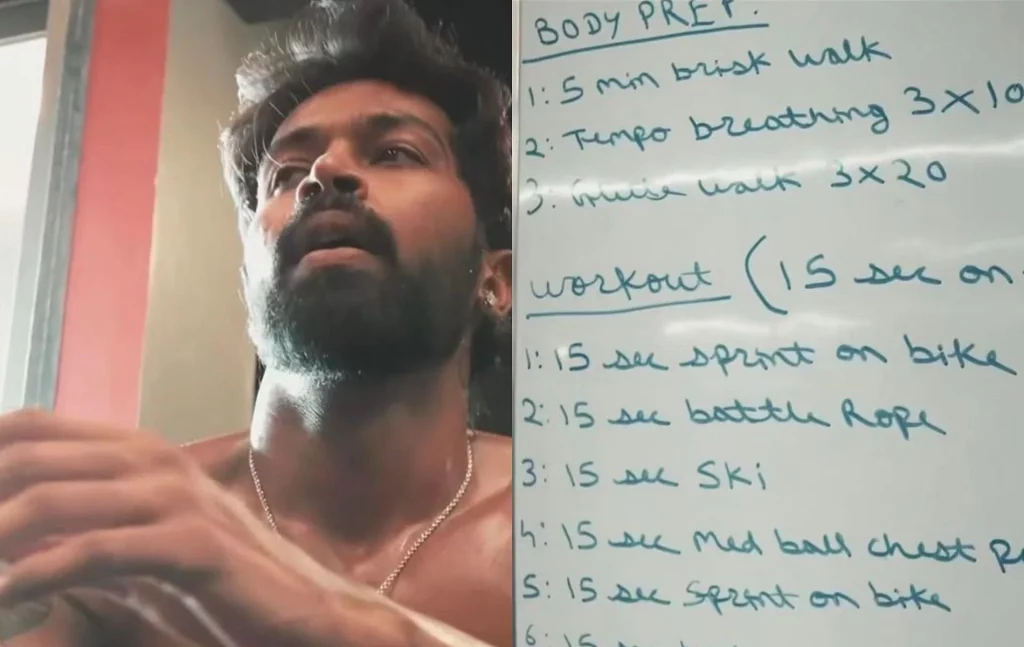 hardik pandya intense workout story