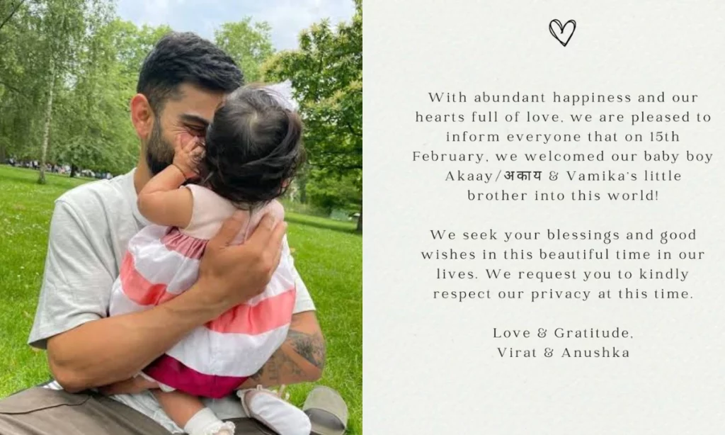 Virat Kohli & Anushka Sharma Blessed With A Baby Boy 'Akaay'