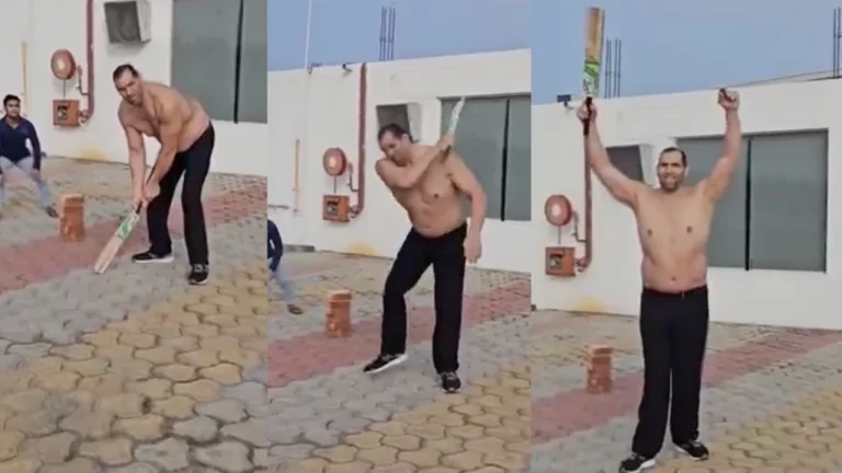 VIDEO: The Great Khali Hits A One Handed Six