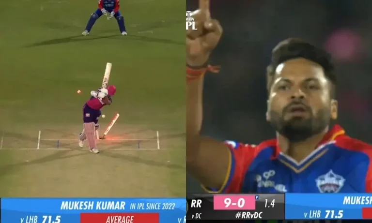 [Watch] RR vs DC: Mukesh Kumar Does A Finger Celebration After Knocking Yashasvi Jaiswal's Stumps
