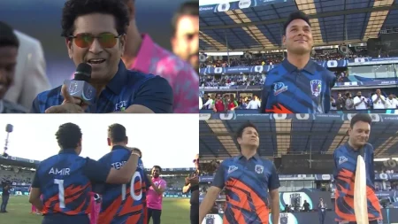WATCH: Sachin Tendulkar Plays Special Match With Para-Cricketer Amir At ISPL Inauguration