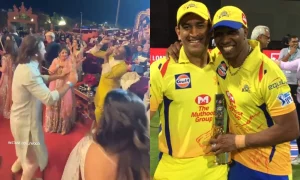 [Watch] MS Dhoni Plays Dandiya On Garba Song With Dwayne Bravo At Ambani Pre-Wedding