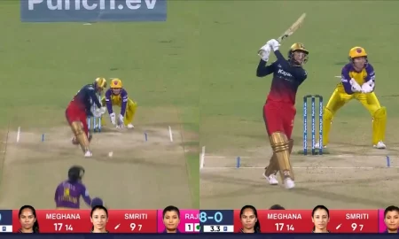 [Video] Smriti Mandhana Plays A Beautiful Lofted Shot Over Cover For Six vs UP Warriorz