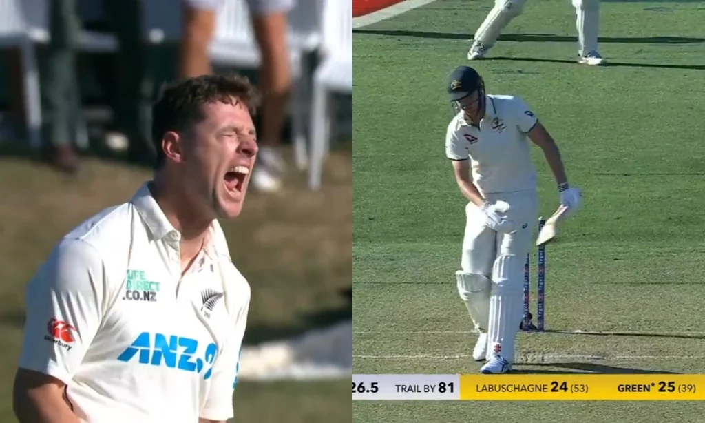 [Watch] Matt Henry's Aggressive Celebration After Knocking Cameron Green's Stumps