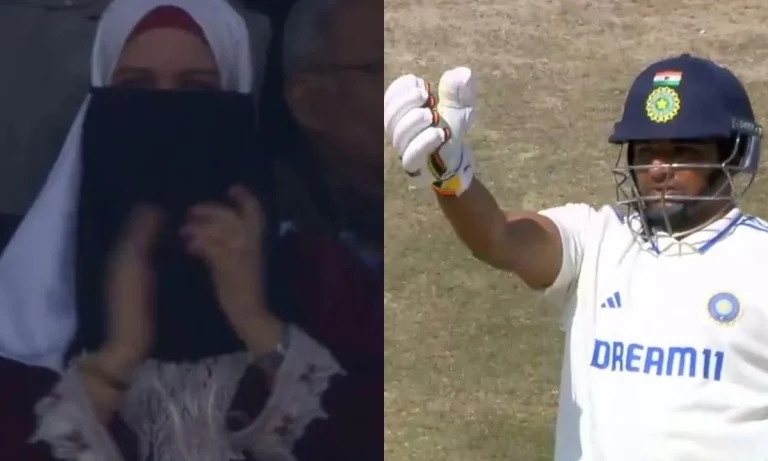 [Watch] Sarfaraz Khan Gives A Flying Kiss To Wife After Reaching Fifty In Dharamsala Test