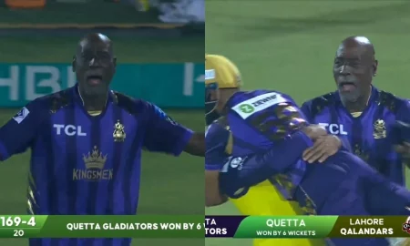 [Watch] Sir Viv Richards Charges In The Field After Quetta Enter PSL Playoffs With A Last-Ball Six