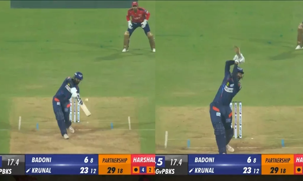[Watch] Krunal Pandya Hits A Gorgeous Straight Six To Harshal Patel During LSG vs PBKS